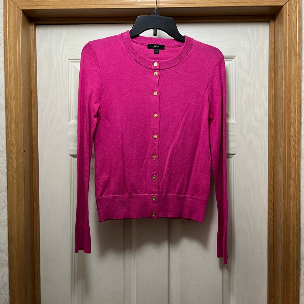 Pink JCrew Button Down Sweater